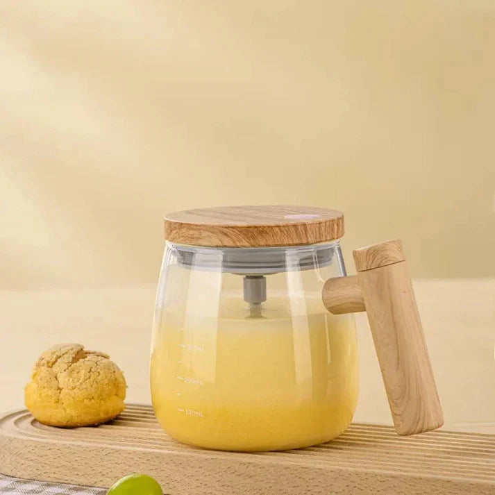 400ml Electric Self-Stirring Mug with Wooden Handle